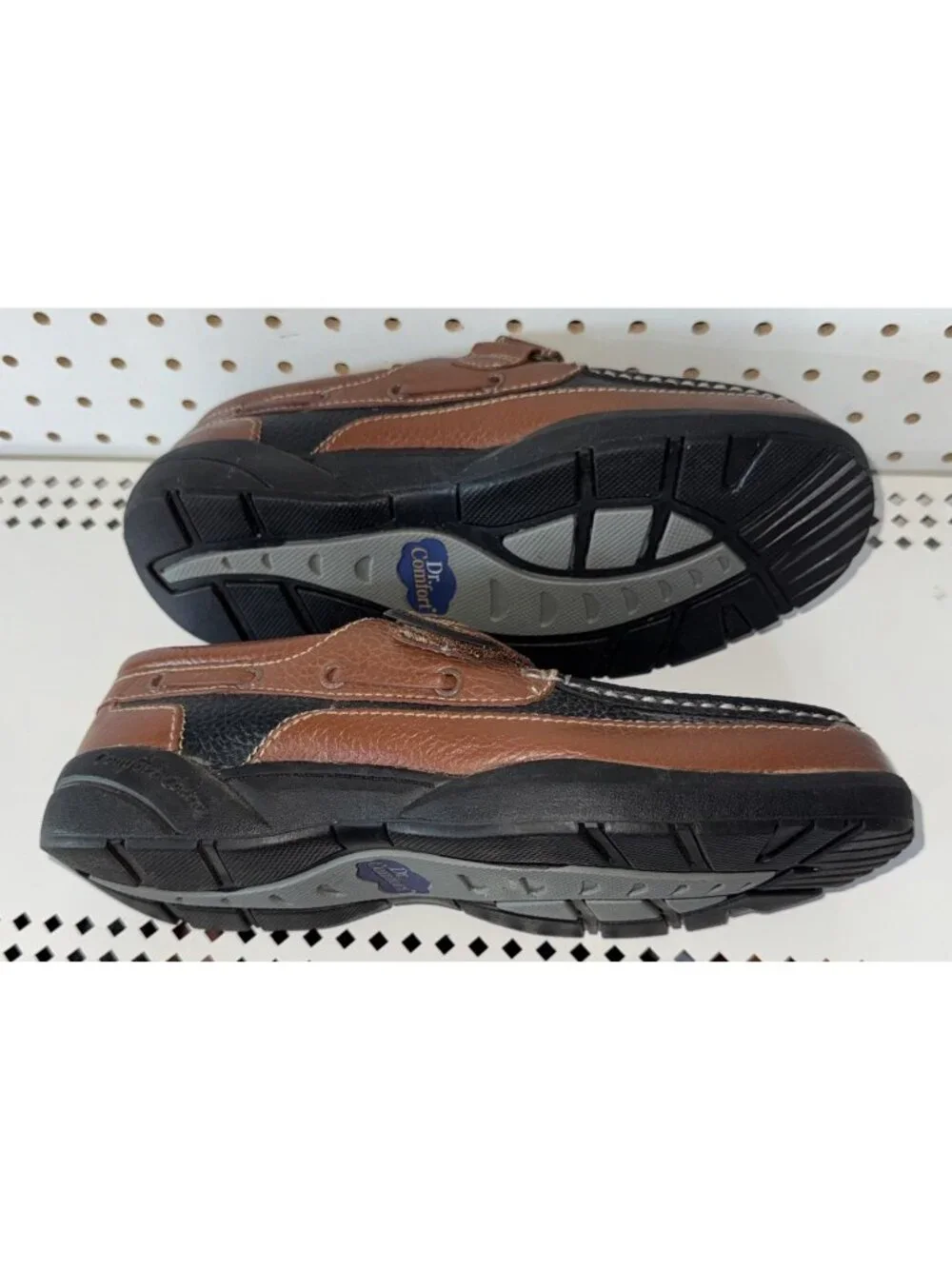 Dr. Comfort Mike Mens Leather Diabetic Orthopedic Boat Shoes Size 9 WIDE Brown